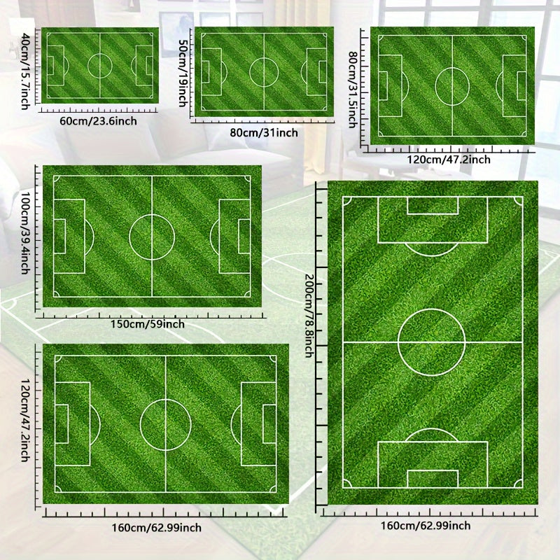 Soccer Field Rug | Non-Slip, Washable Lounge Mat