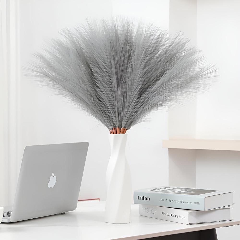 GracePlume | Decorative Stems – Elegant Faux Pampas Set of 3 for Modern Spaces