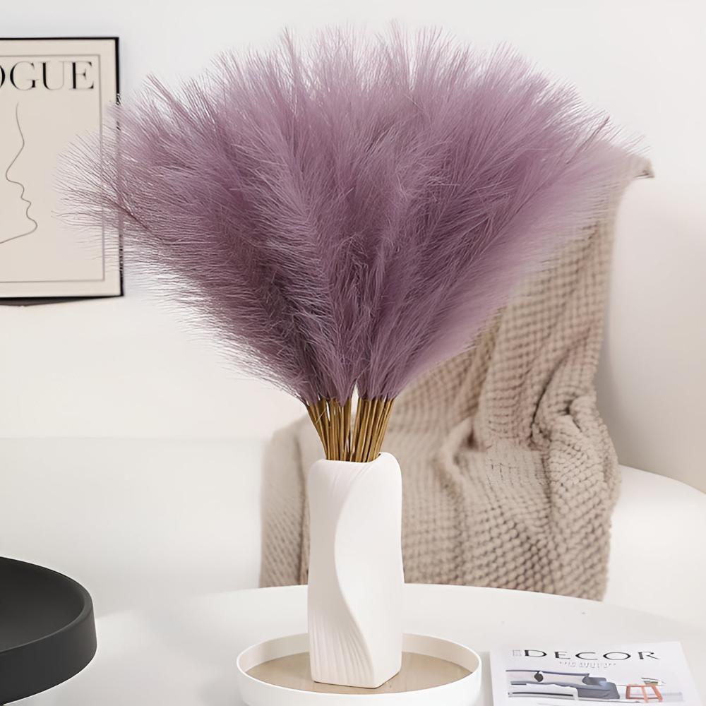 GracePlume | Decorative Stems – Elegant Faux Pampas Set of 3 for Modern Spaces