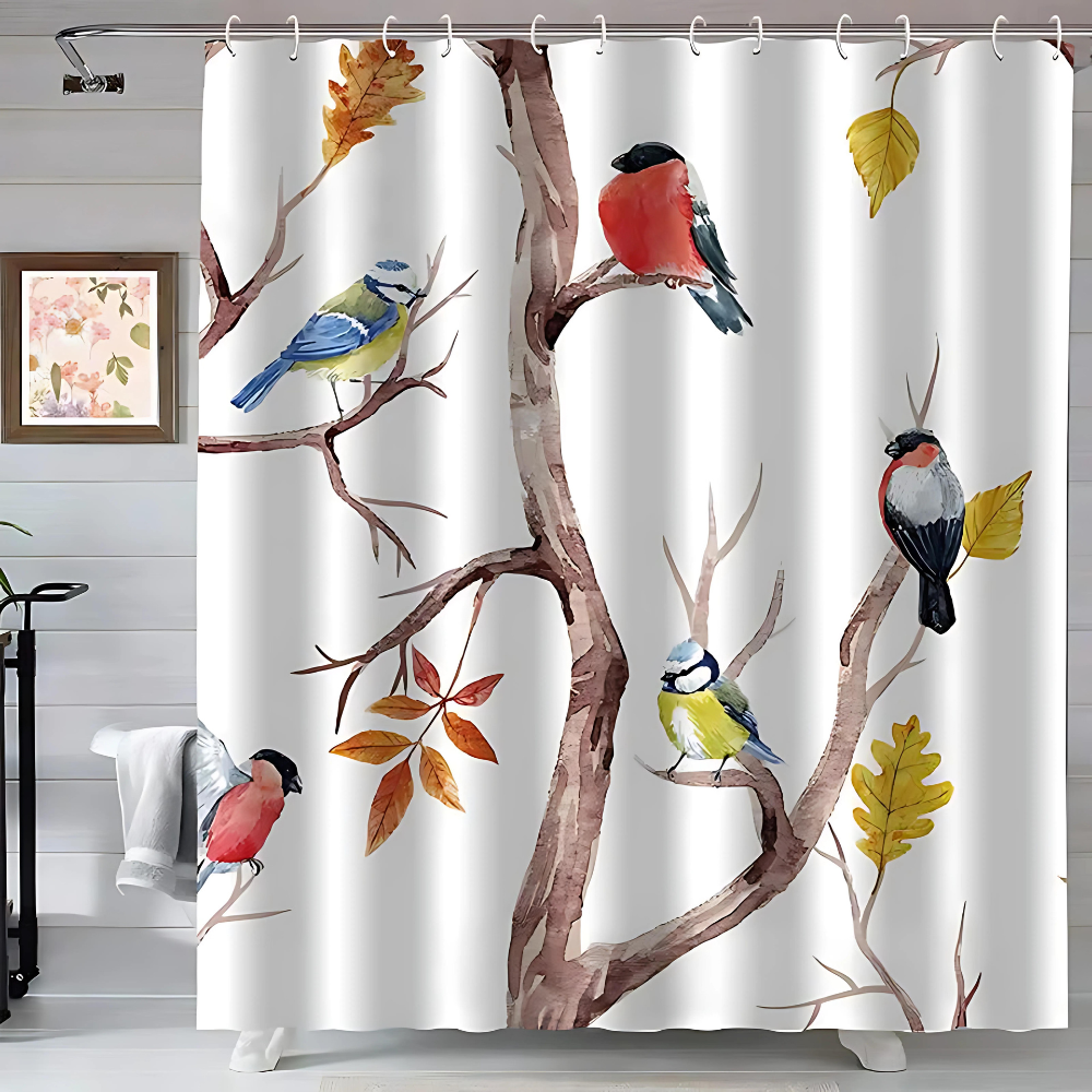 ForestWhisper | Bird & Branch Shower Curtain
