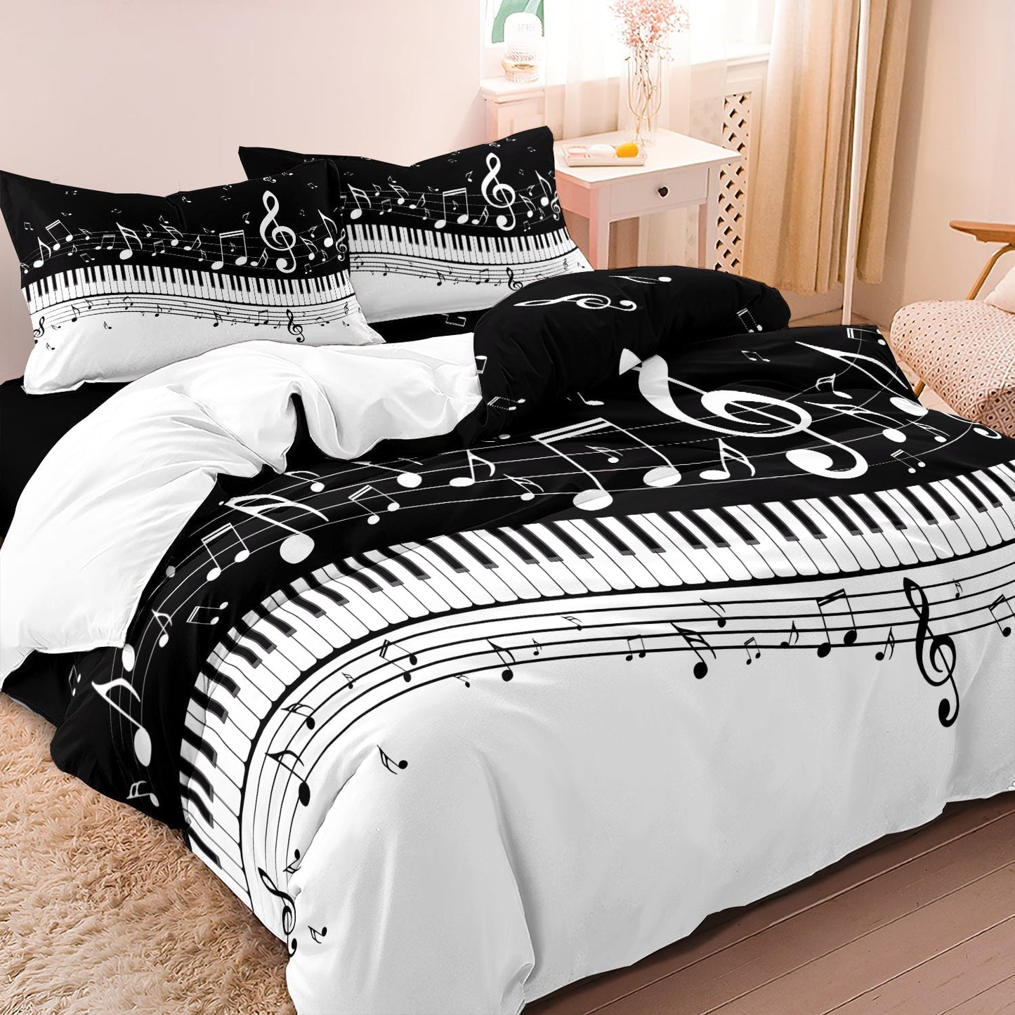 Melodia Harmony | Musical Piano Notes Duvet Cover Bedding Set