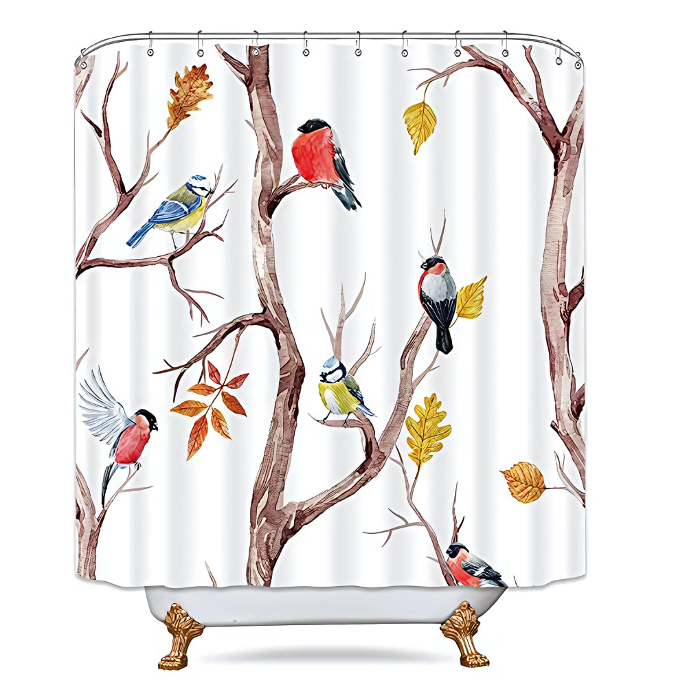 ForestWhisper | Bird & Branch Shower Curtain