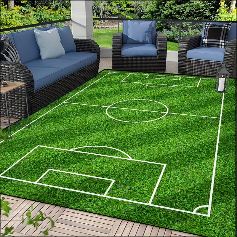 Soccer Field Rug | Non-Slip, Washable Lounge Mat