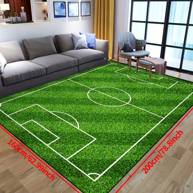 Soccer Field Rug | Non-Slip, Washable Lounge Mat