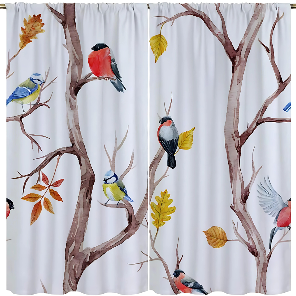 ForestWhisper | Bird & Branch Shower Curtain