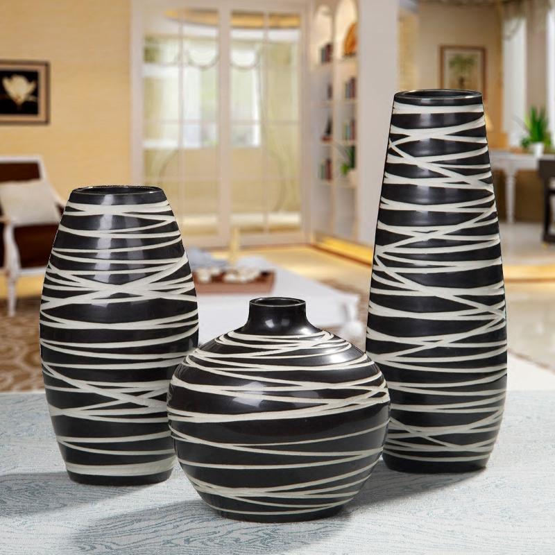 Contrast Elegance | Geometric Abstract Vases