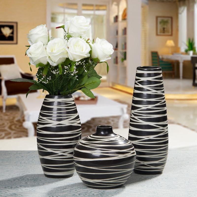 Contrast Elegance | Geometric Abstract Vases