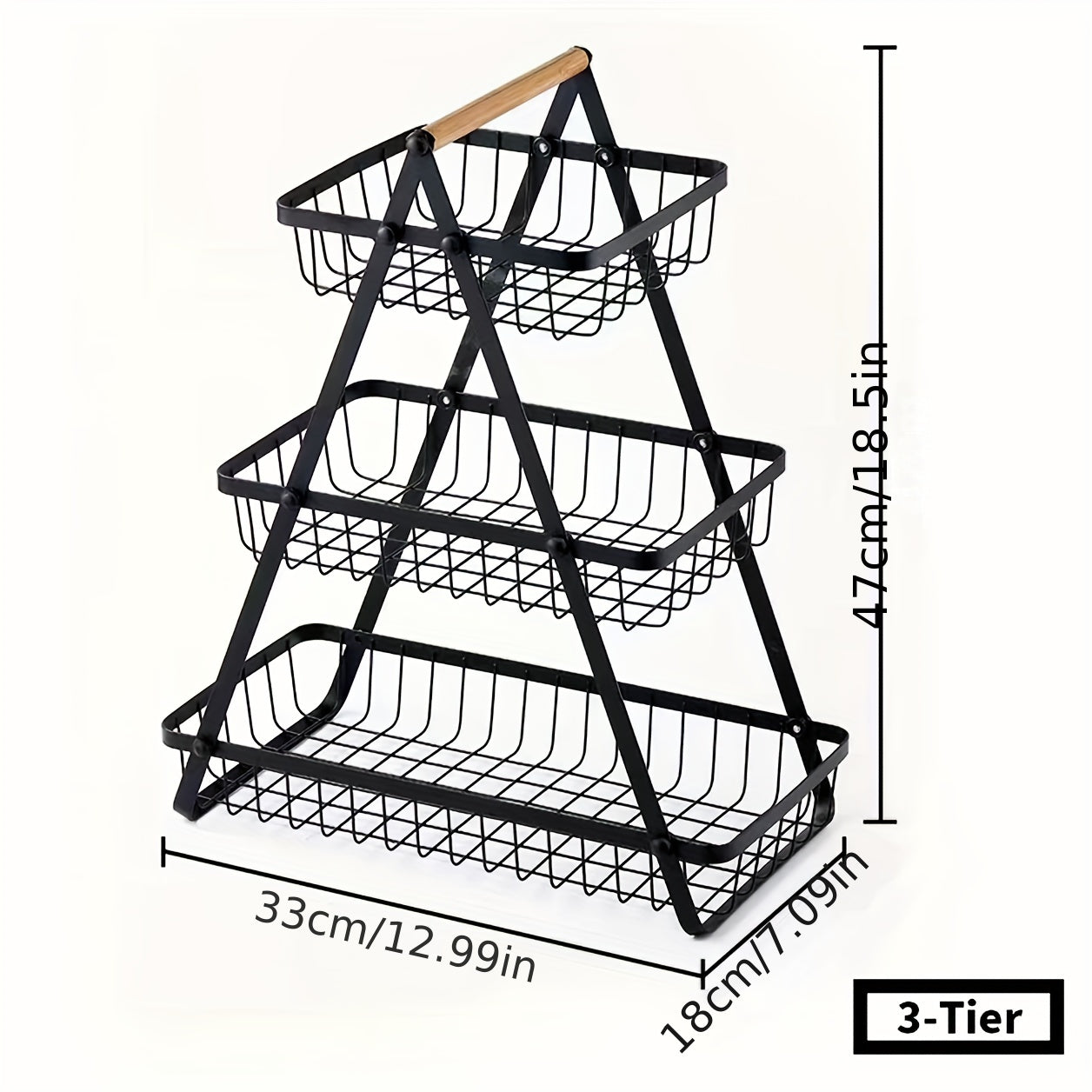 MetroBasket | Modern Metal Fruit & Vegetable Basket with Wooden Handle