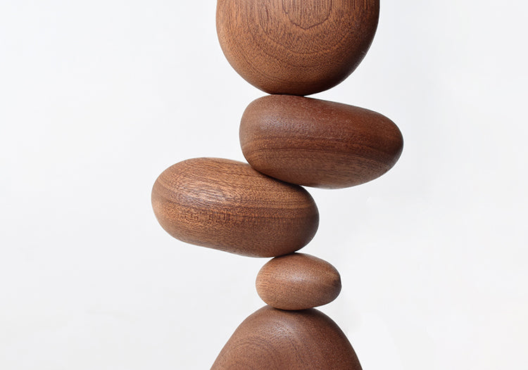 TranquilStack | Creative Wooden Stone-Shaped Zen Decor