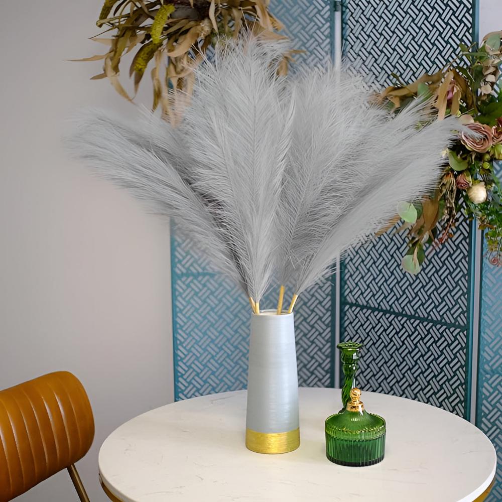 GracePlume | Decorative Stems – Elegant Faux Pampas Set of 3 for Modern Spaces