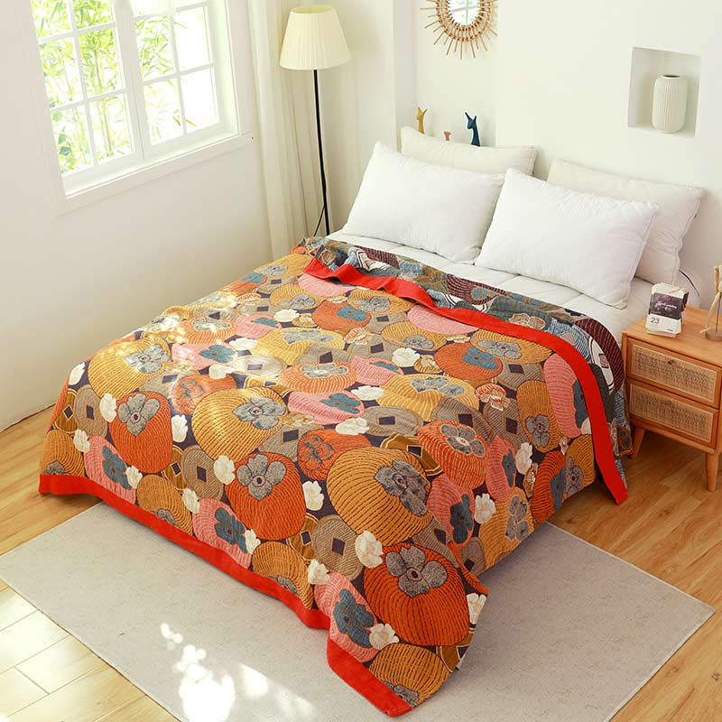Persimmon Bliss | Soft & Breathable Reversible Cotton Gauze Quilt