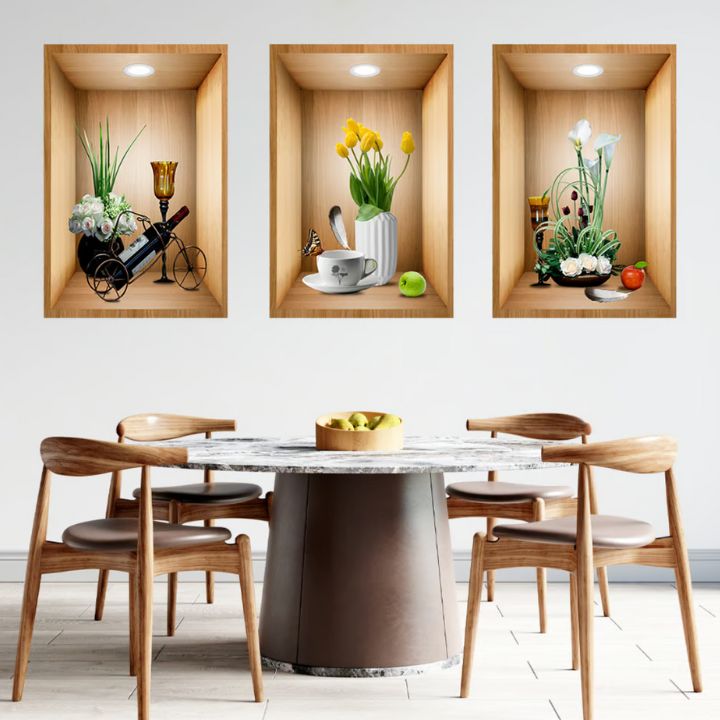 FloralWall | 3D Flower Vase Wall Sticker Set