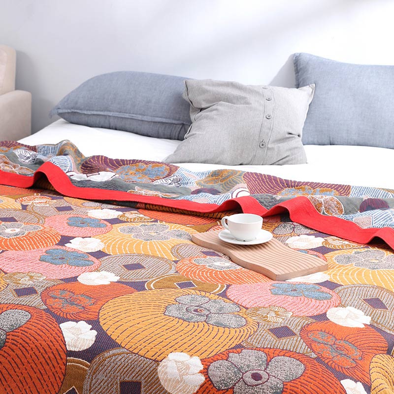 Persimmon Bliss | Soft & Breathable Reversible Cotton Gauze Quilt