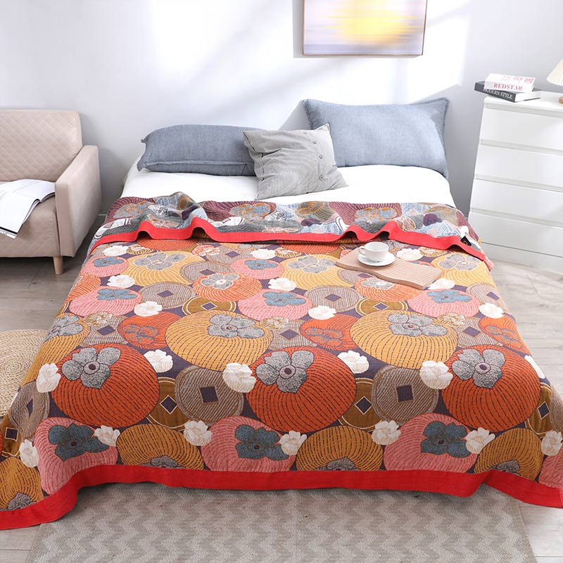 Persimmon Bliss | Soft & Breathable Reversible Cotton Gauze Quilt