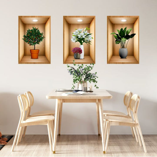FloralWall | 3D Flower Vase Wall Sticker Set