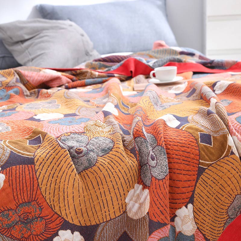 Persimmon Bliss | Soft & Breathable Reversible Cotton Gauze Quilt