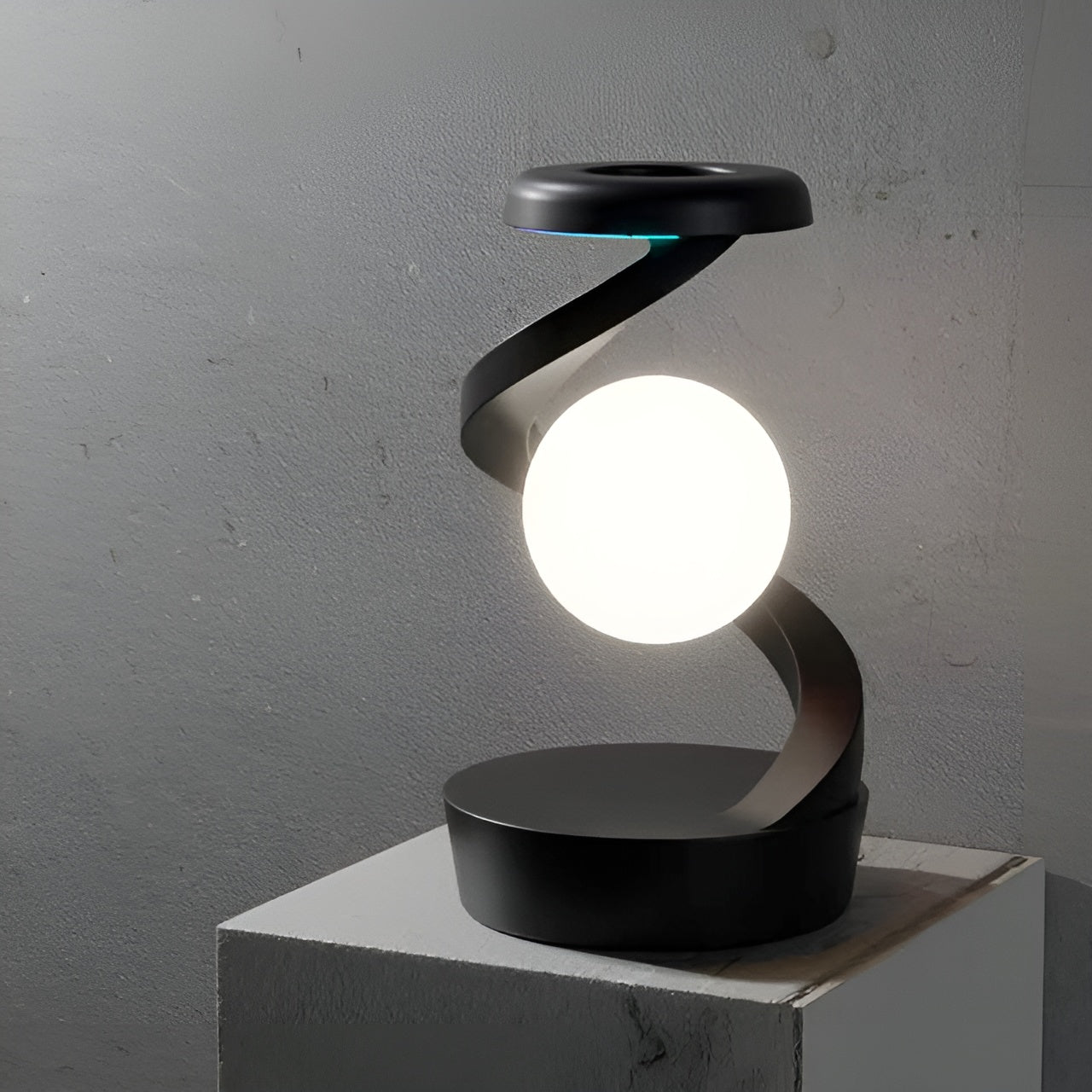 LevitaGlow | Floating Lamp with Rotating LED Light & Wireless Charging Base