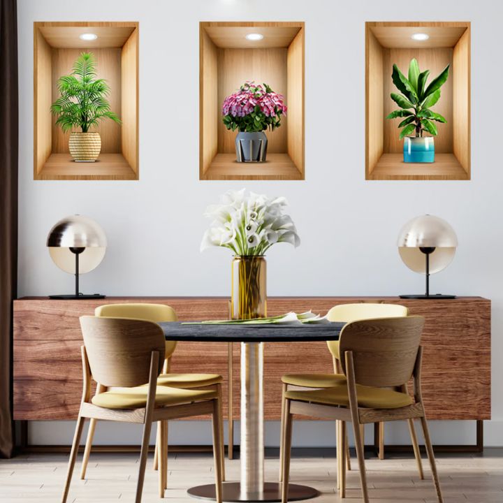 FloralWall | 3D Flower Vase Wall Sticker Set