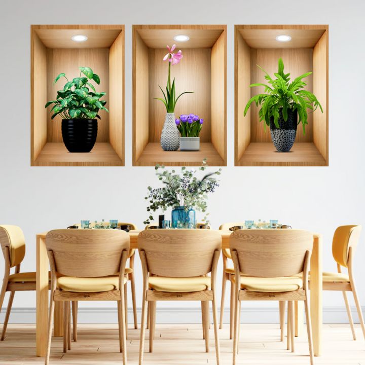 FloralWall | 3D Flower Vase Wall Sticker Set