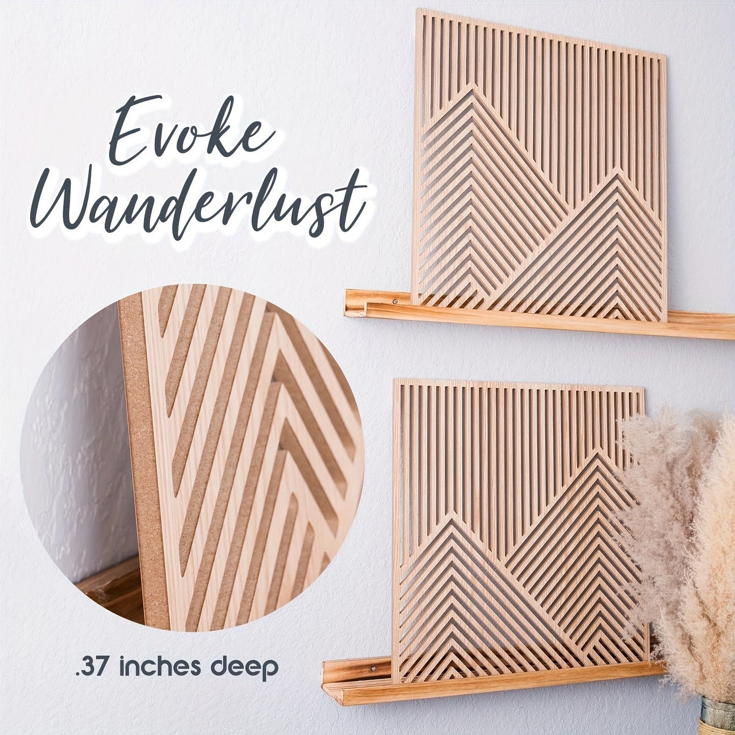 TranquilPeaks | Minimalist Wooden Mountain Wall Art Panels