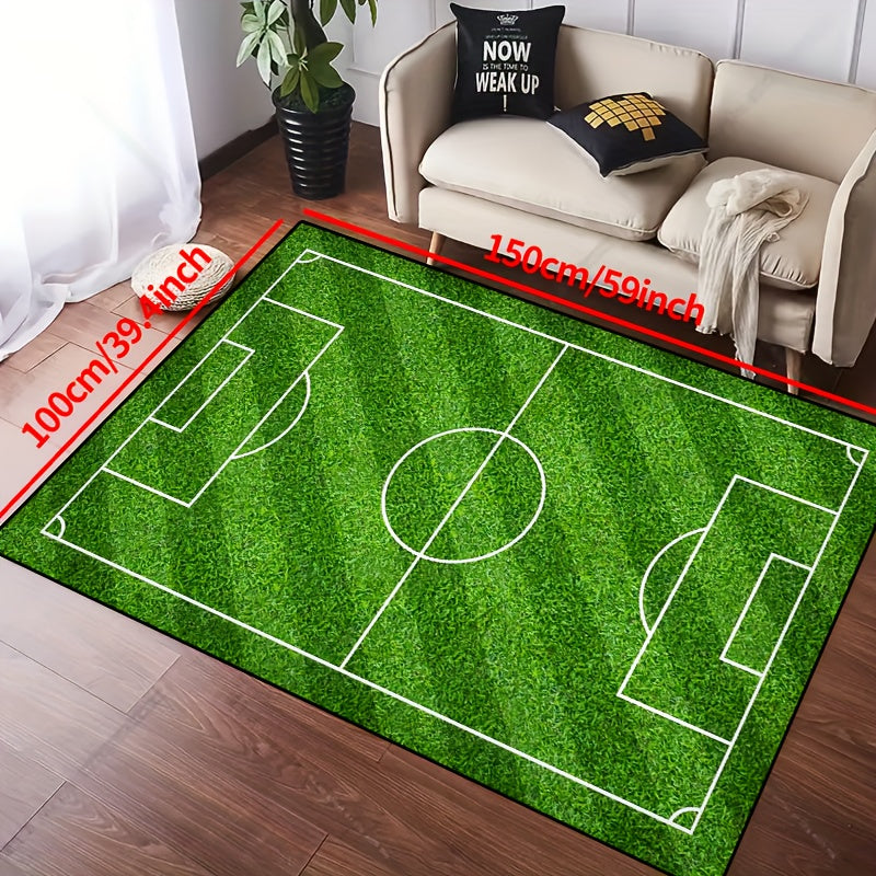 Soccer Field Rug | Non-Slip, Washable Lounge Mat