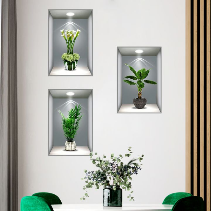 FloralWall | 3D Flower Vase Wall Sticker Set