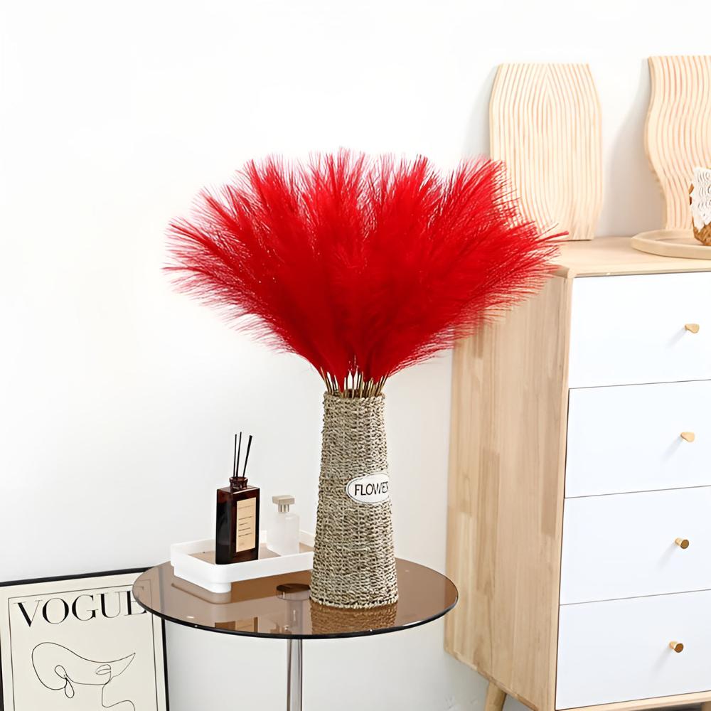 GracePlume | Decorative Stems – Elegant Faux Pampas Set of 3 for Modern Spaces
