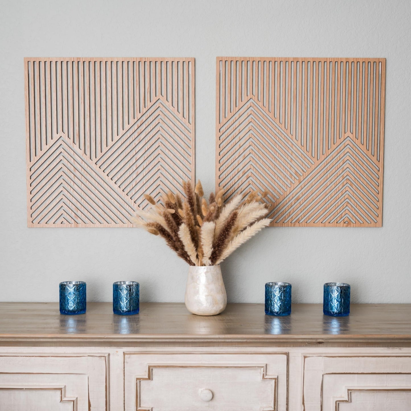 TranquilPeaks | Minimalist Wooden Mountain Wall Art Panels