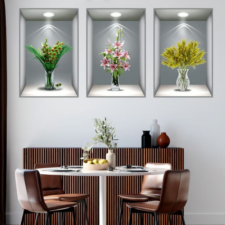 FloralWall | 3D Flower Vase Wall Sticker Set