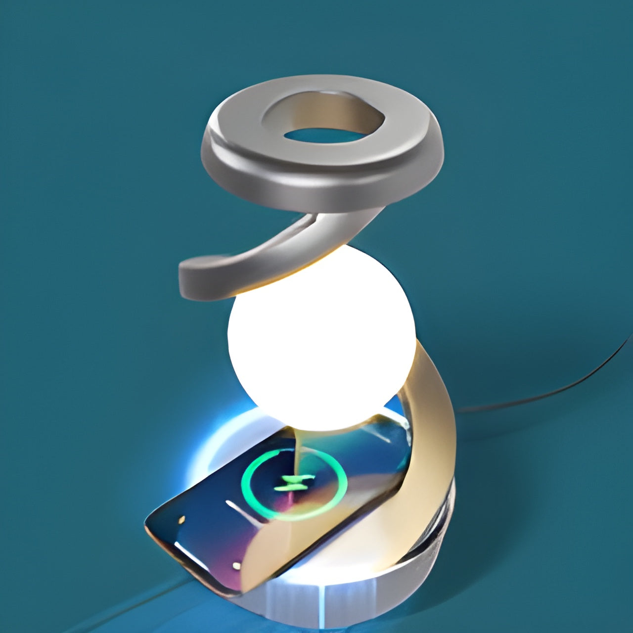 LevitaGlow | Floating Lamp with Rotating LED Light & Wireless Charging Base