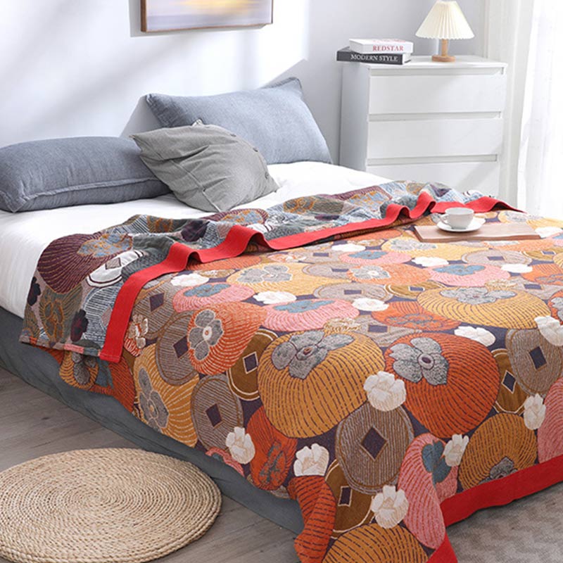 Persimmon Bliss | Soft & Breathable Reversible Cotton Gauze Quilt