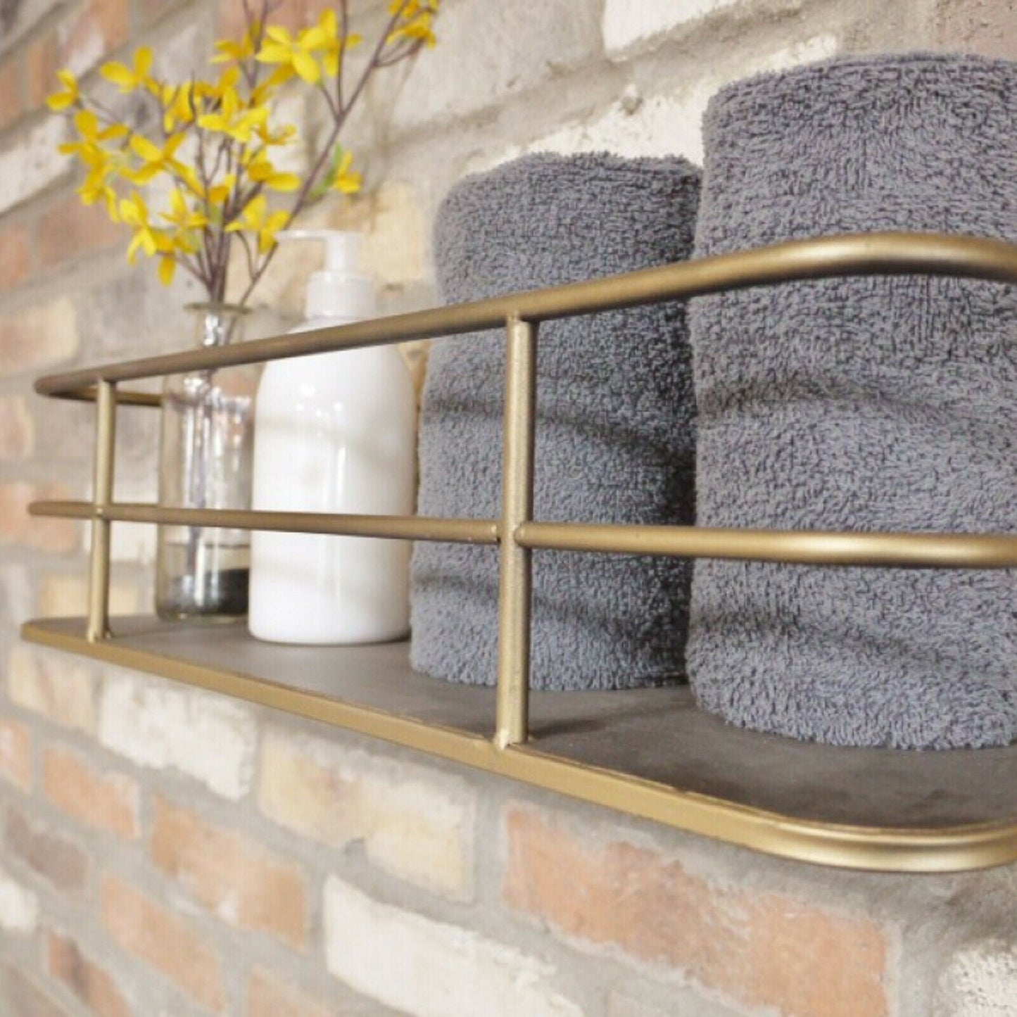 LuxeLayer | Gold-Tone Industrial Metal Wall Shelf