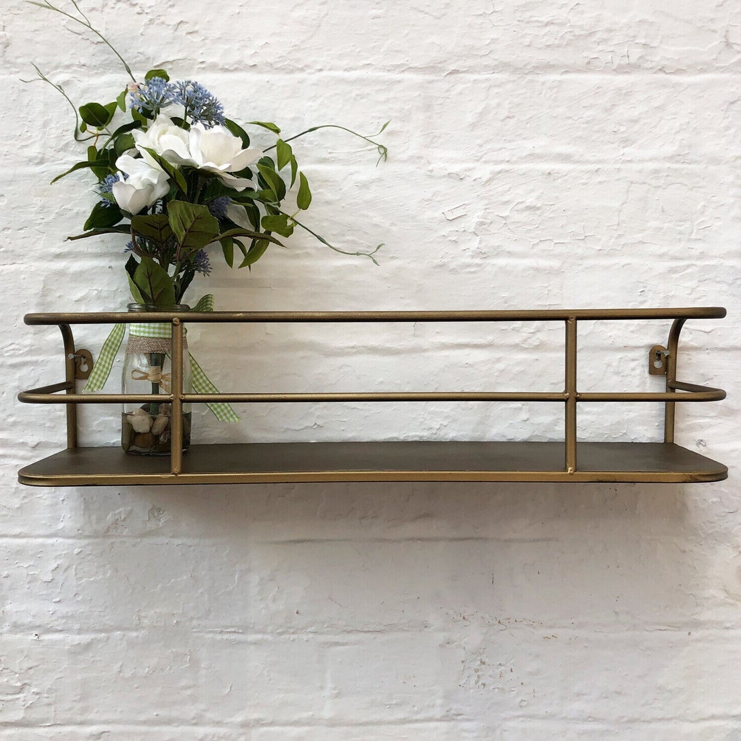 LuxeLayer | Gold-Tone Industrial Metal Wall Shelf