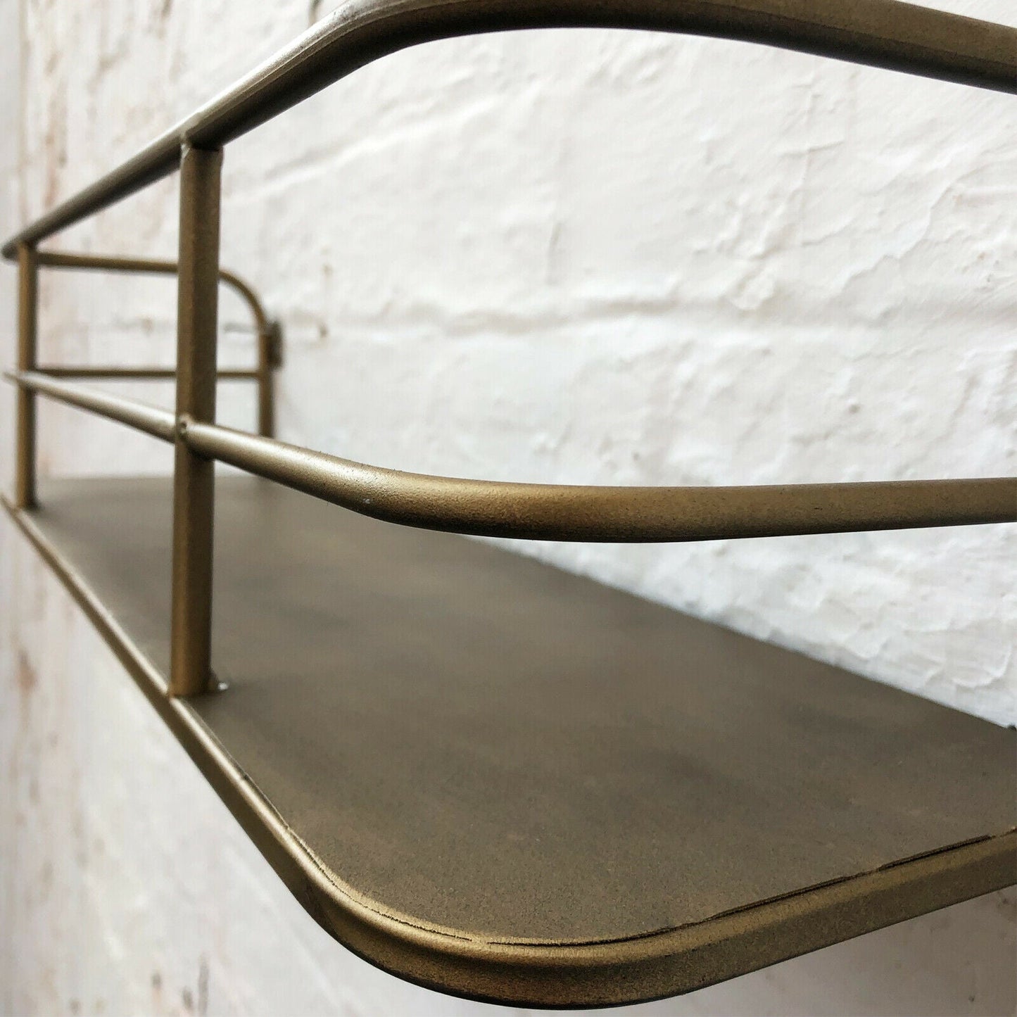 LuxeLayer | Gold-Tone Industrial Metal Wall Shelf