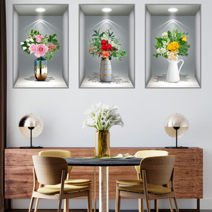 FloralWall | 3D Flower Vase Wall Sticker Set