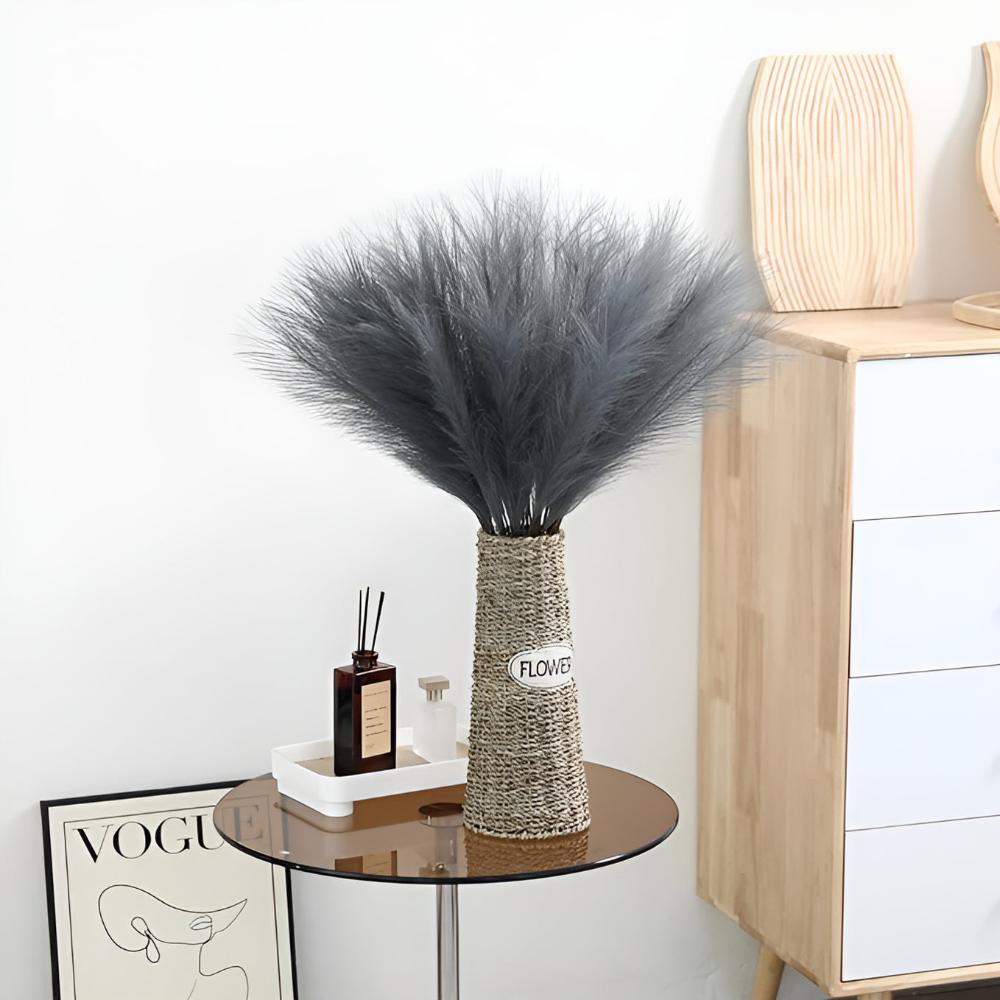 GracePlume | Decorative Stems – Elegant Faux Pampas Set of 3 for Modern Spaces