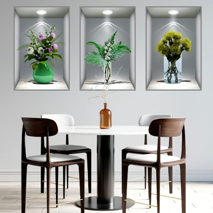 FloralWall | 3D Flower Vase Wall Sticker Set