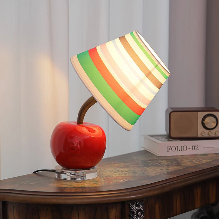 RainbowGlow | Contemporary Round Striped Apple Table Lamp