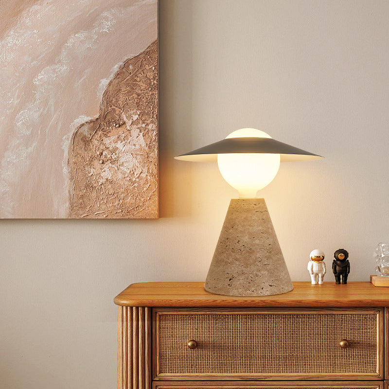 NordicSphere | Modern Cone & Black Hole Stone Table Lamp