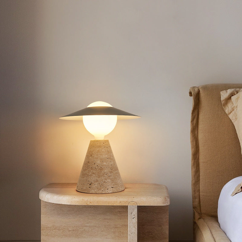 NordicSphere | Modern Cone & Black Hole Stone Table Lamp