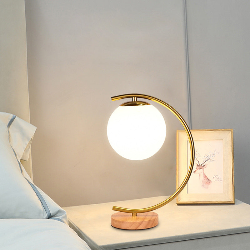 NordicGlow | Contemporary Iron & Solid Wood Table Lamp