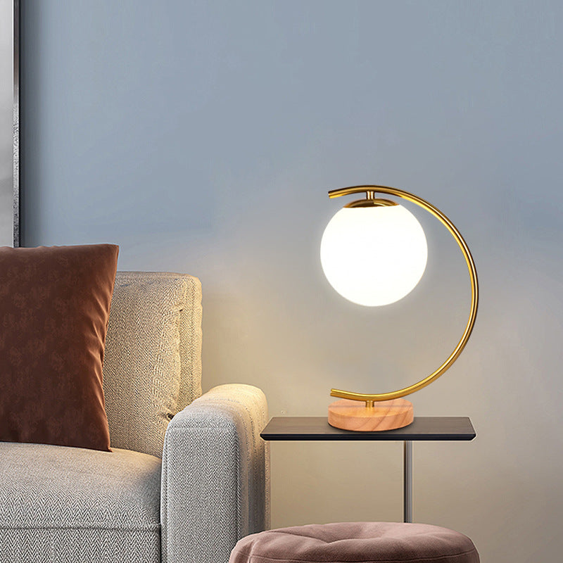 NordicGlow | Contemporary Iron & Solid Wood Table Lamp