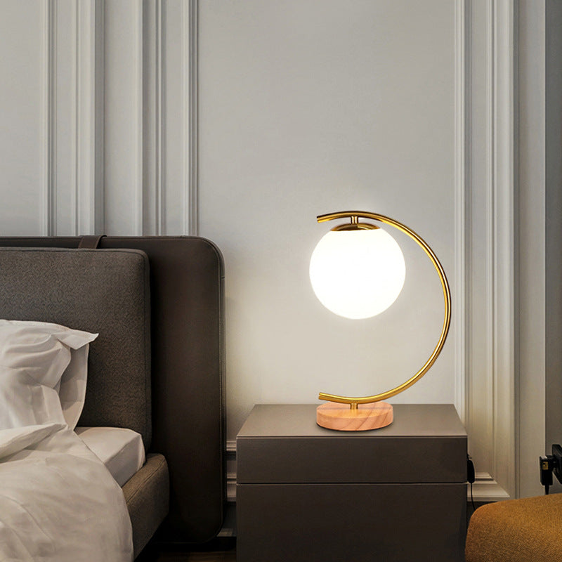 NordicGlow | Contemporary Iron & Solid Wood Table Lamp