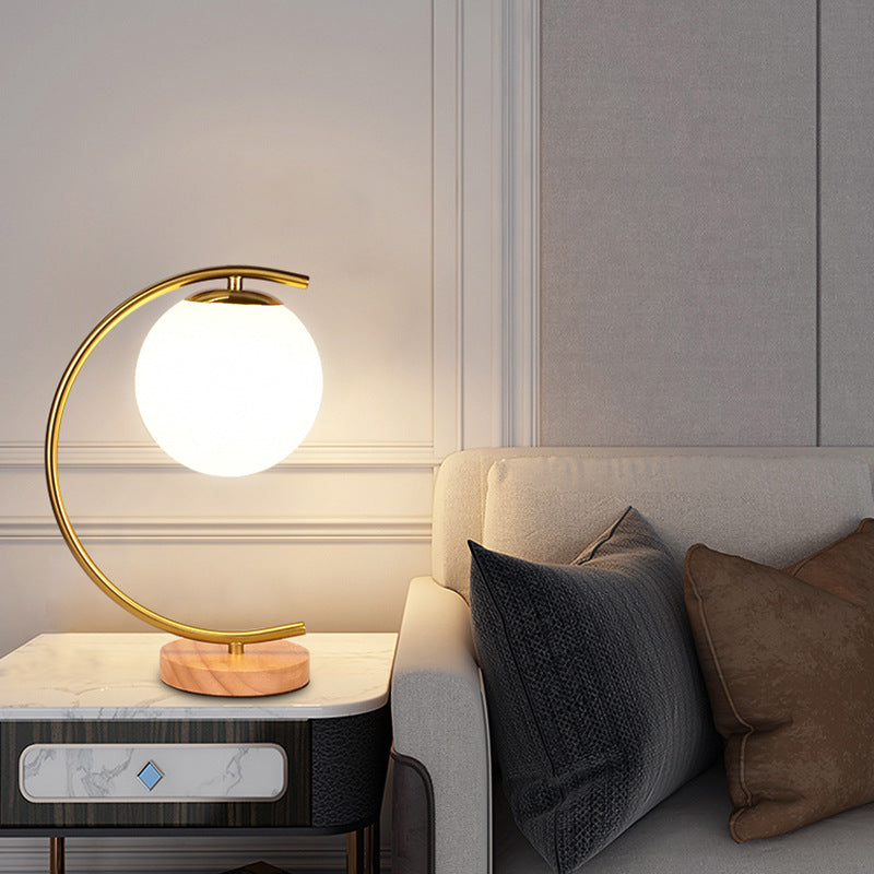 NordicGlow | Contemporary Iron & Solid Wood Table Lamp