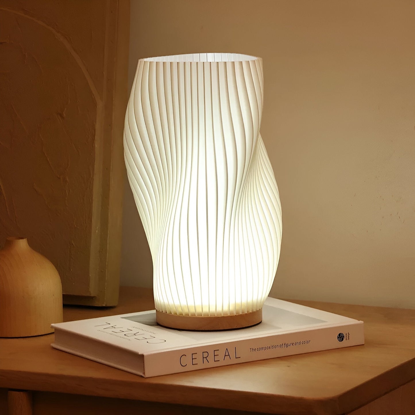 WaveLume | 3D Wave Table Lamp with Elegant Metal Base