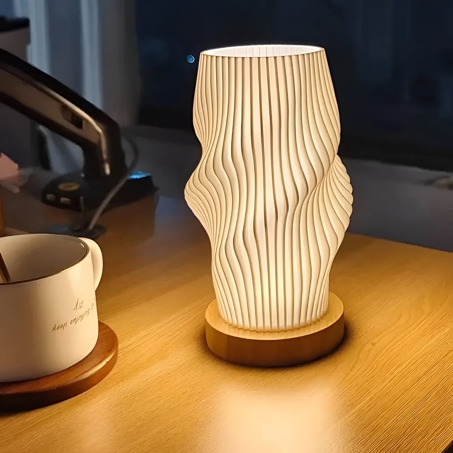 WaveLume | 3D Wave Table Lamp with Elegant Metal Base