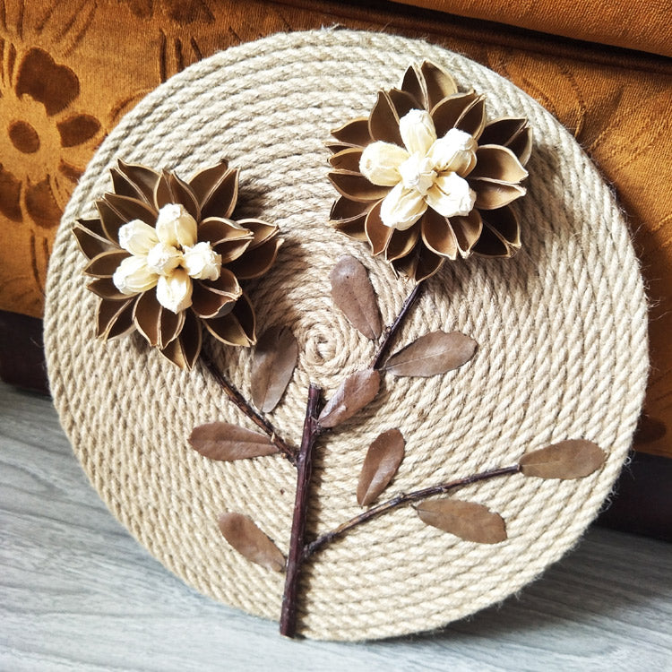 FloraRattan | Handwoven Rattan Wall Decor with Embossed Flowers