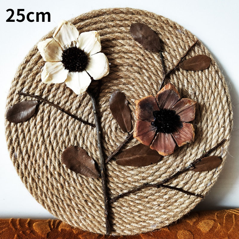 FloraRattan | Handwoven Rattan Wall Decor with Embossed Flowers