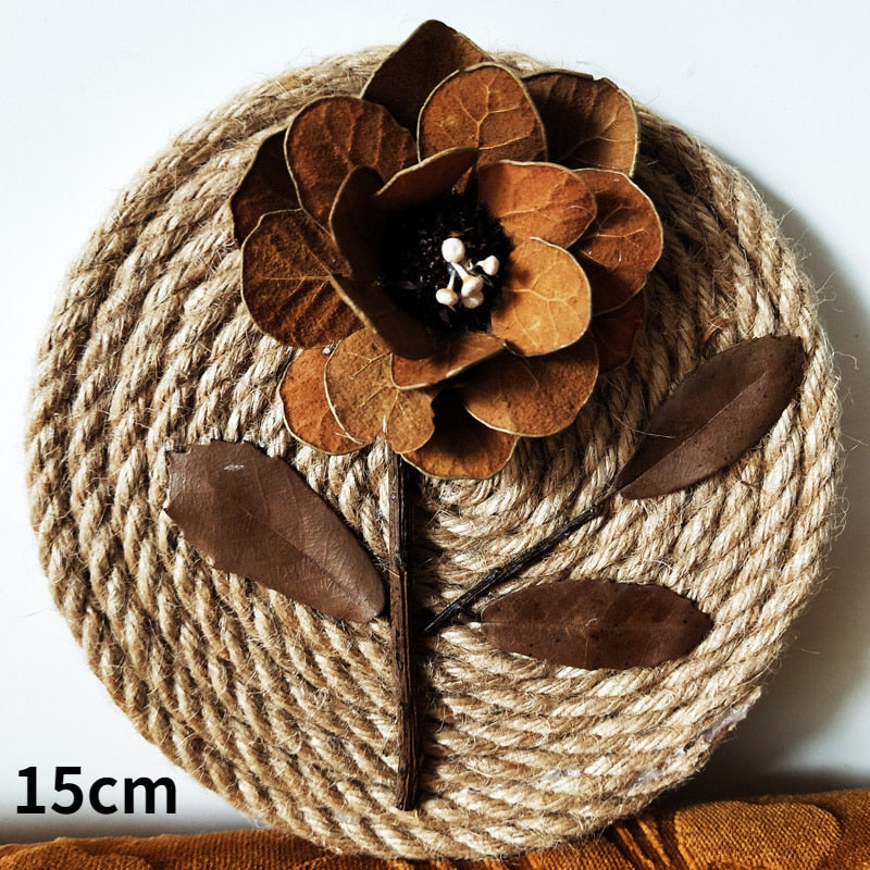 FloraRattan | Handwoven Rattan Wall Decor with Embossed Flowers