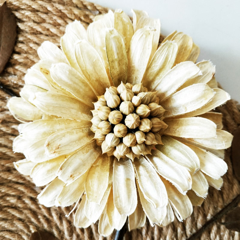 FloraRattan | Handwoven Rattan Wall Decor with Embossed Flowers